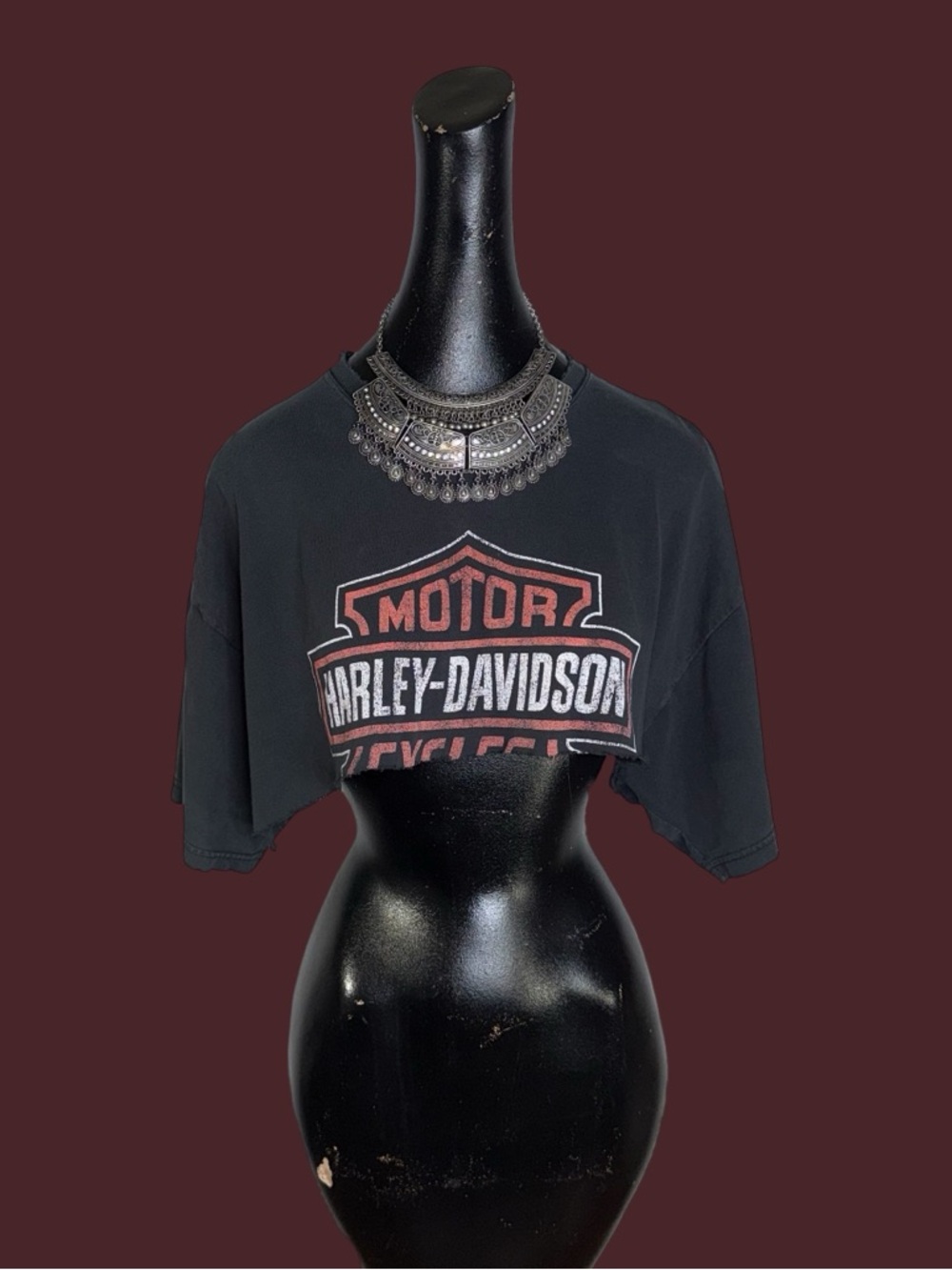 Reworked Harley Davidson cropped distressed t-shirt - Picture 10 of 11